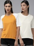 Roadster Solid Women Round Neck Yellow T-Shirt