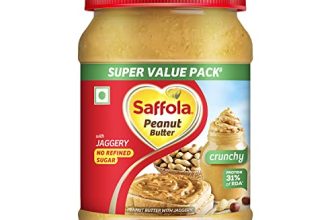 Saffola Peanut Butter Crunchy| High Protein Peanut Butter | Only Jaggery, No Refined Sugar, 850G/900G