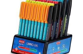 Reynolds Lumino Gel 50 Ct Blue – Dispenser | Gel Pen Set With Comfortable Grip | Pens For Writing | School And Office Stationery | Pens For Students | 0.6 Mm Tip Size