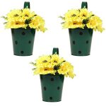 Klassic Metal Railing Dotted Polka Pot (Green, Pack Of 3)