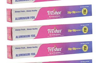 Freshee 30Gm Disposable Silver Foil Roll Pack Of 5, 11 Micron Thick Aluminium Foil For Food Wrapping Delivery & Oven Baking