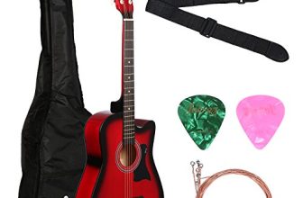 Juârez Acoustic Guitar, 38 Inch Cutaway, 038C With Bag, Strings, Pick And Strap, Black (Acoustic Guitar Kit, Red Sunburst)
