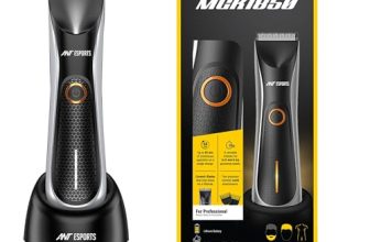Ant Esports Mgk1850 Beard, Body, Pubic Hair Grooming, Waterproof,No Nicks With Ceramic Blades,Shower Friendly Ipx5 Water Resistant,Led Display, 2 Speed Settings, Led Torch, Dock,Skin Protective Comb