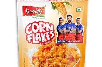 Kwality Corn Flakes 1Kg | Made With Golden Corns | 99% Fat Free, Natural Source Of Vitamin & Iron | High In Protein & Fiber | Healthy Food & Breakfast Cereal | Low Fat & Cholesterol