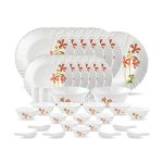 La Opala Opalware Dinner Set – 35 Pieces, White/Red/Green, Standard (Laop/Dset/B29)