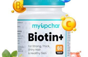 Myupchar Biotin+ For Hair Growth For Strong & Thick Hair | Glowing Skin, Fights Nails Brittleness, | Rosehip Extracts, Nicotinamide, Iron & Zinc | 60 Veg Tablets (60 Tablets)