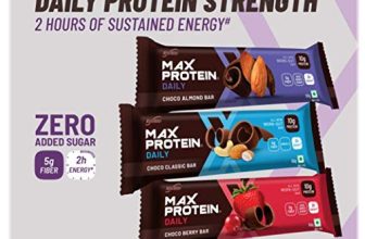 Ritebite Max Protein Daily Assorted (Choco Almond Bar, Choco Classic Bar, Choco Berry Bar) Protein Bars With 10G Protein, 5G Fiber & 21 Vit. & Minerals | 0 Added Sugar, No Cholesterol & Trans Fat For Upto 2H Of Energy, Healthy Snack, 50G (Pack Of 6)