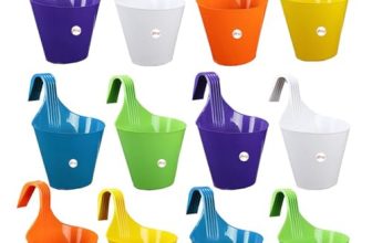 Kraft Seeds By 10Club Plastic Hanging Planters – 12 Pcs (8 Inch, Multicolor) | Flower Hanging Pots For Home & Balcony Garden | Hanging Planters For Home Plants | Hooked Hanging Pots