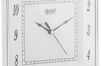 Ajanta Designer Plastic Wall Clock Battery Operated For Kitchen Home Office Clock With Large Numbers (19 X 19 X 3.5 Cm, Quartz, White, Pack Of 2) (Small)