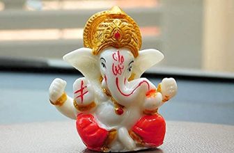 Perpetual Ganesh Idol For Car Dashboard – Beautiful Ganapati Idol For Home Decor, Office Desk, Diwali Gifts Polyresin Figurine