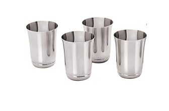 Neelam Stainless Steel 6.5 22G Prm Pari Glass, 170 Ml, Silver, Set Of 4
