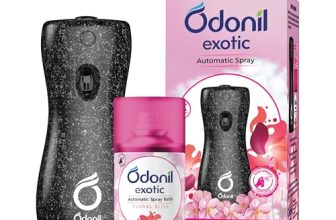 Odonil Exotic Automatic Spray – 225Ml | Machine + 1 Refill | Floral Bliss | 2X Long Lasting | 2200 Sprays Guaranteed | Lasts Upto 60 Days