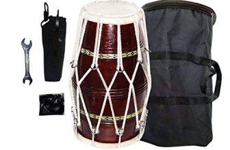 Sm Sai Musical Rope Fitting Wooden Dholak (Brown) With Full Kit
