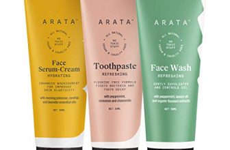 Arata Natural Essential Morning Regime With Facewash (50 Ml), Face Serum-Cream (50 Ml) & Toothpaste (50 Ml) For Women & Men || All Natural, Vegan & Cruelty-Free || Minty Fresh Breath || Radiant, Healthy Skin