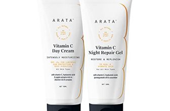 Arata 24X7 Vitamin C Protection Combo With Vitamin C Day Cream (50 Ml) & Vitamin C Night Repair Gel (50 Ml) | With Spf 15+ | Infused With Hyaluronic Acid, Apple, Pomegranate & Cucumber | Vitamin C Day And Night Cream Combo