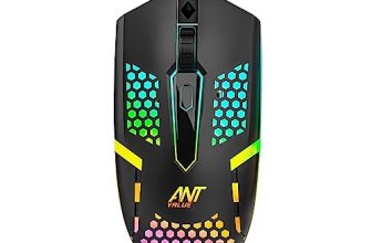Ant Value Gm1103 Gaming Mouse, Usb Optical Computer Mice With Rgb Backlit, 4 Adjustable Dpi Up To 3600, Ergonomic Gamer Laptop Pc Mouse For Windows 7/8/10/Xp Vista Linux -Black
