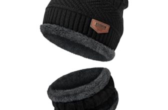 Fitness Mantra® Winter Woolen Beanie Cap & Muffler For Men & Women| Beanie Cap| Woolen Topaa| Winter Cap| Head & Neck Warmer| Black Color| 1 Set|