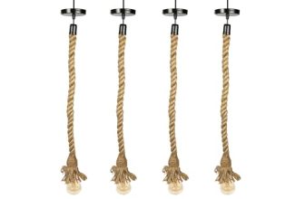 Lexton 40 Watt Rustic Lex-Rope Hanging Lamp Bulb Not Included (Multicolor, Standard) -Pack Of 4