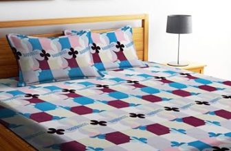 Dream Living 100% Microfiber Bedsheet For Double Bed With 2 Pillow Covers Breathable|Wrinkle Free And Super Soft Touch Flat Double Bedsheet Geometric Print- Grey And Blue,180 Tc
