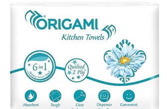 Origami 2 Ply Kitchen Tissue Paper Roll – 6 In 1 (60 Pulls Per Roll, 360 Sheets)