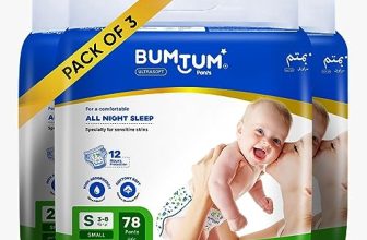 Bumtum Baby Diaper Pants, Small/S Size, 234 Count, Double Layer Leakage Protection Infused With Aloe Vera, Cottony Soft High Absorb Technology
