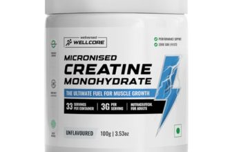 Wellcore – Pure Micronised Creatine Monohydrate (Unflavoured, 33 Servings) | Rapid Absorption | Enhanced Muscle Strength & Power