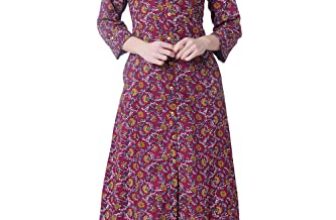 Yuvvik Women Stylish Cotton Printed A-Line Kurti Gold Button