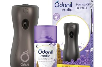Dabur Odonil Exotic Automatic Spray – 225Ml | Machine + 1 Refill | Sensual Dahlia | 2X Long Lasting | 2200 Sprays Guaranteed | Lasts Upto 60 Days