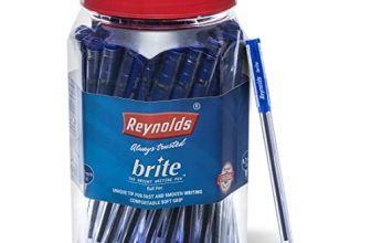 Reynolds Brite Ball Pen Set – 50 Blue Pens With Comfortable Grip |Blue Ball Pens For Writing | Pen For Students & Office Stationery | 0.7 Mm Tip Size