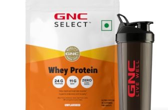 Gnc Whey Protein Blend With Free Shaker | 2.2 Lbs (1Kg) | Unflavoured |24 Gm Protein| Digestive Enzyme For Better Digestion | Faster Muscle Recovery | Boosts Strength & Endurance | Zero Added Sugar | Builds Lean Muscles | Formulated In Usa | Imported