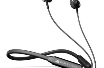 Boult Audio Fxcharge Bluetooth Earphones With 32H Playtime, Dual Pairing Neckband, Zen™ Enc Mic, Type-C Fast Charging (5Mins=7.5Hrs), Biggest 14.2Mm Bass Driver Ipx5 Premium Silicone Neck Band (Black)