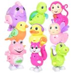 Graphene Wind Up Key Operated Jumping Animal,Bird Toys For Kids Infant Toddler Crawling Toys For Moving 1-5 Years Birthday Gift Duck,Monkey,Dinosaur,Sparrow Baby Toys (Randomly Pack Of 3) Multicolour
