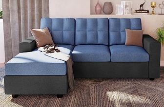 Casacomfort Nordia 4 Seater Fabric Lhs L Shape Sofa Set (Blue-Dark Grey)