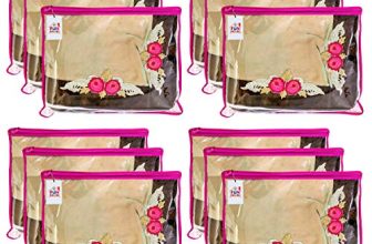 Fun Homes Non Woven 12 Pieces Single Packing Saree Cover Set (Pink), Pack Of 12 (Fun0136)