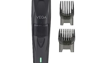 Vega Trimmer For Men With 90 Mins Runtime, Stainless Steel Blades & 40 Length Settings, Black, (Power Lite, Vhth-38)