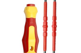 Glun® Mini Insulated 4 In 1 Screwdriver Set, Flat Interchangeable Head Screwdriver 500V Rated Multipurpose Magnetic Tip Steel Flat Cross Insulated
