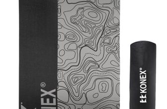 Konex 6Mm Premium Printed Tpe Yoga Mat With Carry Bag For Men & Women | Water Resistant & Anti Slip Exercise Mat For Home Workouts, Gym & Outdoor Activities (Black & Grey)