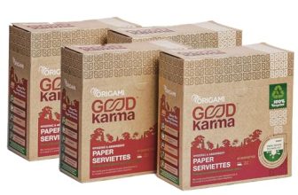 Origami Good Karma 2 Ply Unbleached Sustainable Tissue Paper Napkins – Pack Of 4 (50 Pulls Per Pack)