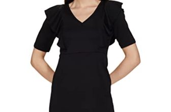 Amazon Brand – Eden & Ivy Women’S Crepe Bodycon Knee-Length Dress (Eniss22Wdr307_Jet Black_S)