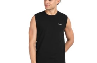 Pepe Jeans Innerwear Men’S Solid Regular Fit Vest (Atv02_Black