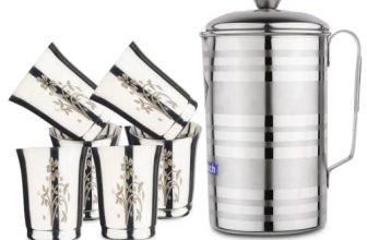 Limetro Steel Laser Print Stainless Steel Jug And Glass Set ( Glasses(G13-6)