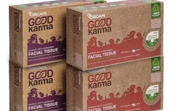 Origami Good Karma 2 Ply Eco-Friendly Unbleached Facial Tissue Box | Car Tissue – Pack Of 4 (100 Pulls Per Box, 400 Sheets