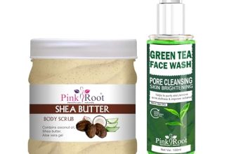 Pink Root Green Tea Pore Cleansing Facewash 100Ml With Shea Butter Body Scrub 500Gm