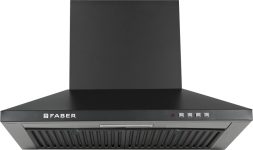 Faber Hood Pluto Pb Bf Bk 60 Pyramid Shape 60Cm|3 Layer Baffle Filter|Powerful Suction |Low Noise Wall Mounted Chimney(Black 1000 Cmh)
