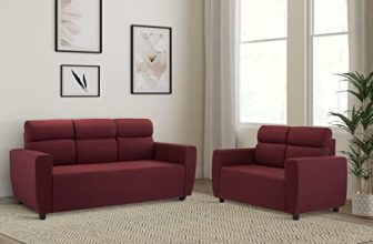 Amazon Brand – Solimo Elanzu 5 Seater Sectional Sofa Set (Fabric, Maroon Wine)