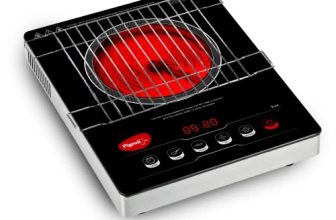 Pigeon Eva Infrared Cooktop 2000 Watts Black (With Free Stainless Steel Grill, Full Touch Panel, Auto Shut Off And Overheat Protection)