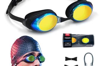 Slovic Black Swimming Goggles For Men & Women With Detachable Silicon Nose Bridge| Anti-Fog Glasses, Leak-Proof, Adjustable Straps With Ear Plugs & Nose Clip | Polarized | Uv-Protected Swimming Goggle