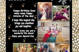 Tradeforhome Happy Birthday Frame, Photo Frame, Customised Photo Frame, | Birthday Date With Your Photos | Customised Gift For Birthday, (Size 12X8 Inches, 6 Photos) | Black Color | Synthatic Wood