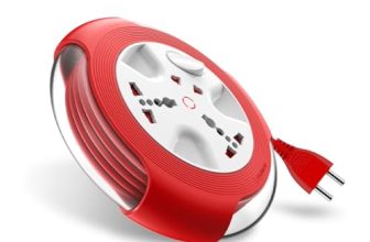 Goldmedal Krysta 2 Pin Extension Cord (White And Red) – Pack Of 1, Master Switch With Indicator, Heavy-Duty 5-Meter Cable, International Sockets & 2-Pin Socket, Ultra-Smooth Rotation For Home & Office