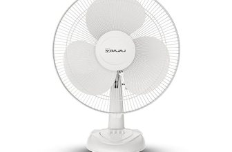 Bajaj Frore Neo Table Fan 400 Mm | Table Fans For Home & Office |Aerodynamically Balanced Blades| 100% Coppermotor| Highair Delivery|3-Speed Control| 2-Yr Warranty 【White】